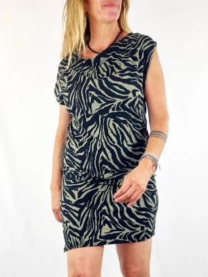 Vestido Mao Zebra Khaky de La Gata Maula